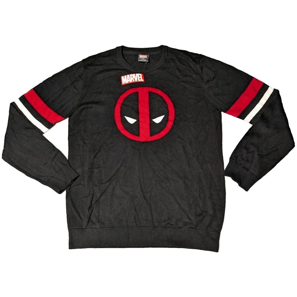 MARVEL DEADPOOL Men XL Acrylic Cotton Pullover Black Bioworld‎ Sweater NEW
